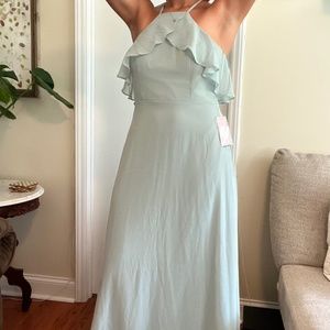 BIRDY GREY Dusty Blue Floor Length Halter Top Dress XL